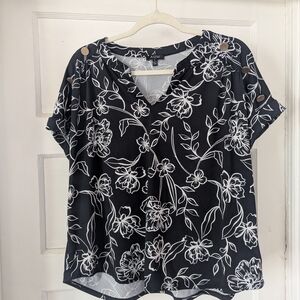 Black Floral Women Top